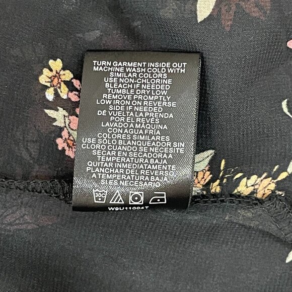 Wallflower Kimono XS Black Floral Open Front Lace Trim Beach Cover - Picture 7 of 7